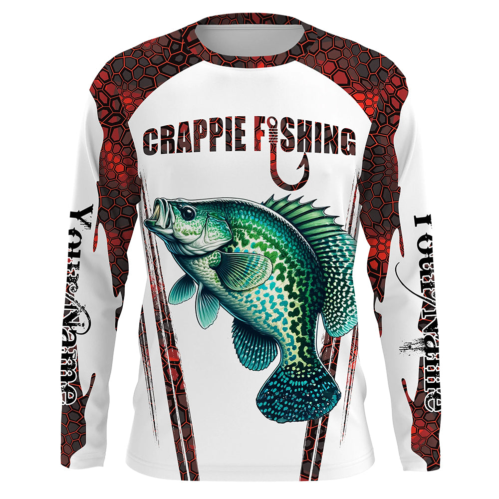 Crappie fishing red camo Custom Funny UV Protection Long sleeve Fishing shirts NQS5127