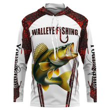 Load image into Gallery viewer, Walleye fishing red camo Custom Funny UV Protection Long sleeve Fishing shirts for men NQS5128
