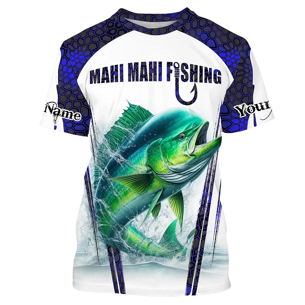 Mahi mahi fishing blue camo Custom UV Protection Fishing T-shirts NQS5651