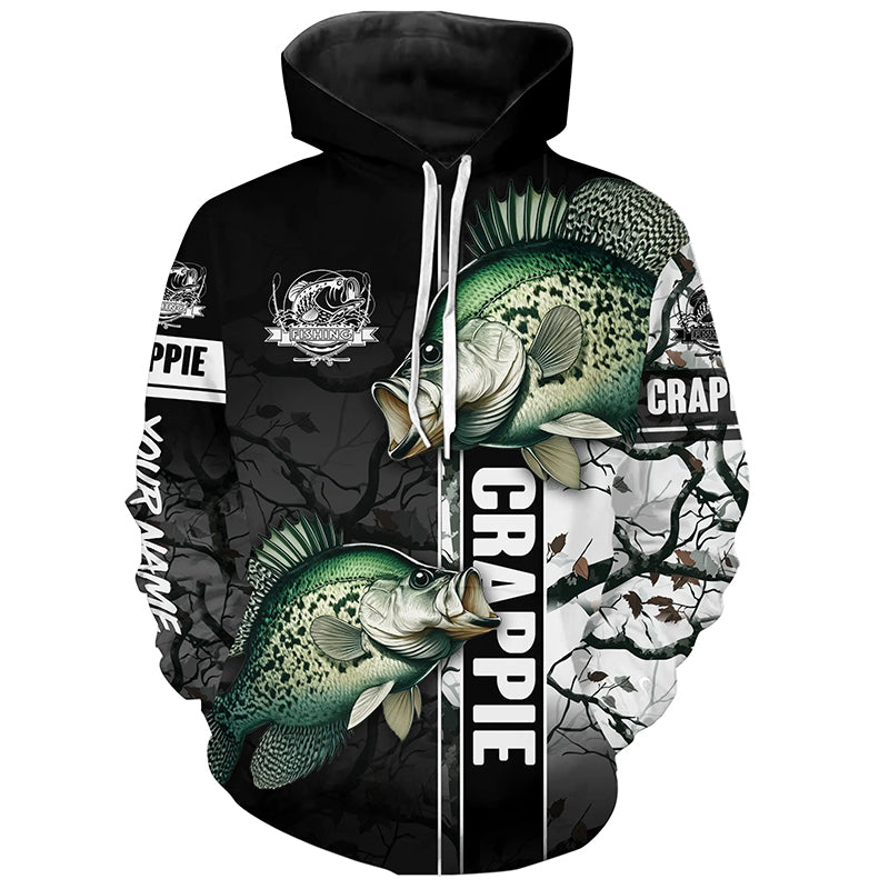 Ice fishing for crappie winter camo Custom fishing hoodie, gift for fisherman NPQ448