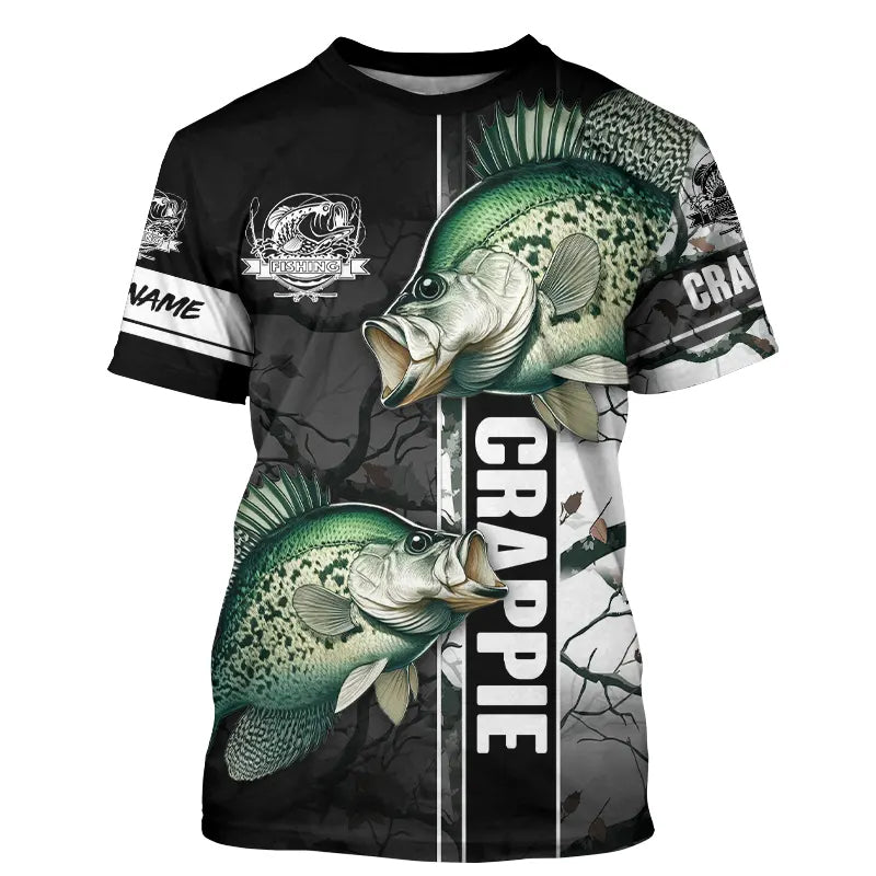 Ice fishing for crappie winter camo crappie ice fishing Custom fishing T-shirt, gift for fisherman NPQ448