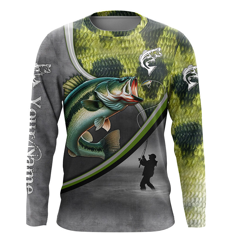 Largemouth Bass fishing scales personalized fishing shirts Long sleeve, Long Sleeve Hooded NPQ690