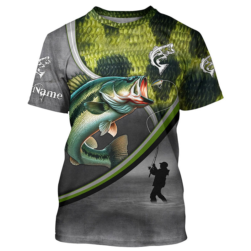 Largemouth Bass fishing scales personalized fishing shirts, custom fishing apparel | Tshirt - NPQ690