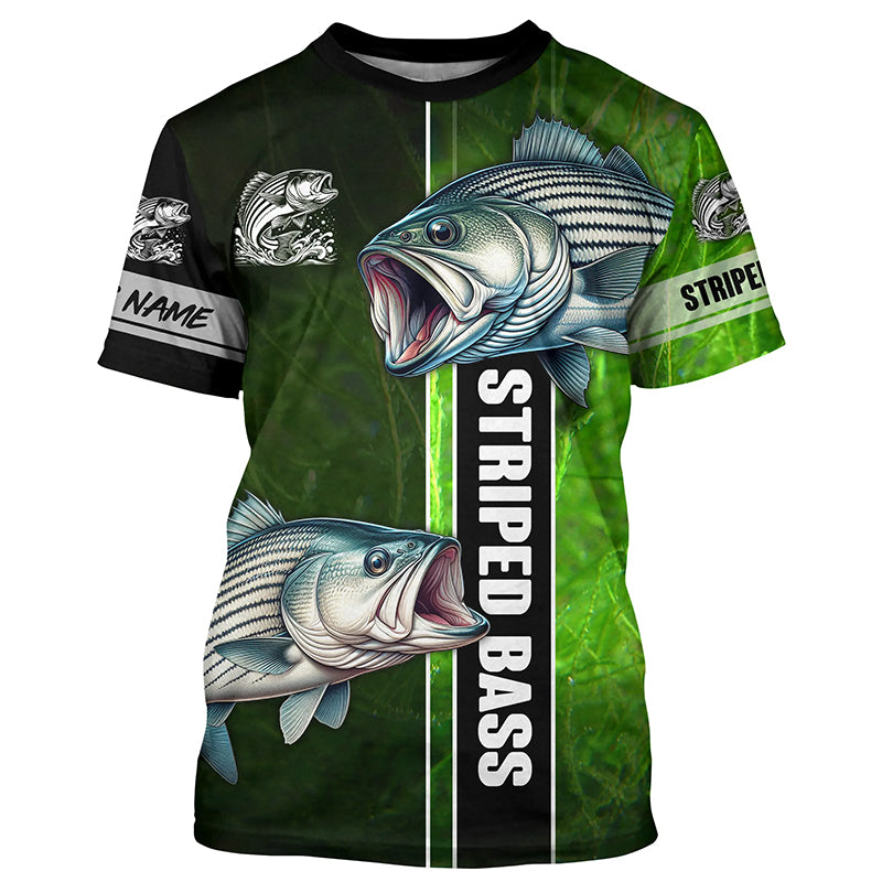Striped Bass Striper fishing green shirt Customize tournament fishing T-shirt, gift for fishing lovers NPQ328