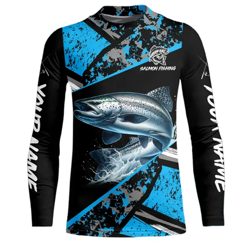 Chinook Salmon fishing Blue camo Kid Long Sleeve Fishing Shirt custom Salmon fishing jerseys NQS9347