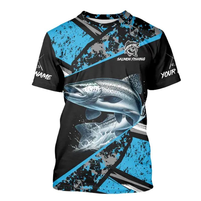 Chinook Salmon fishing Blue camo UV protection Fishing T-Shirts custom Salmon fishing jerseys NQS9347