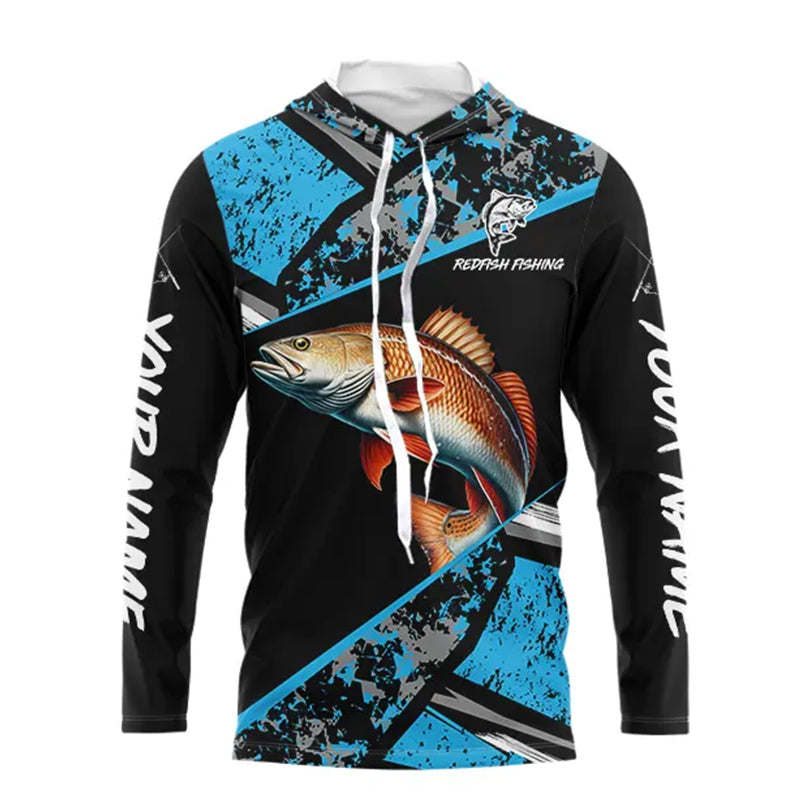 Redfish Drum fishing Blue camo Long Sleeve Performance Fishing Shirt custom Redfish fishing jerseys NQS9348