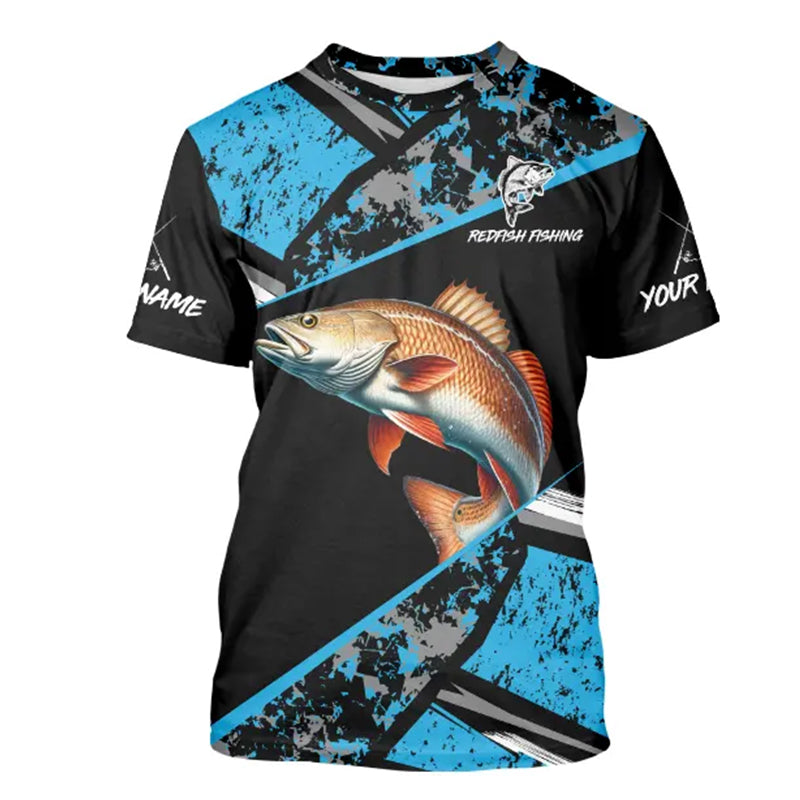 Redfish Drum fishing Blue camo Performance Fishing T-Shirts custom Redfish fishing jersey NQS9348