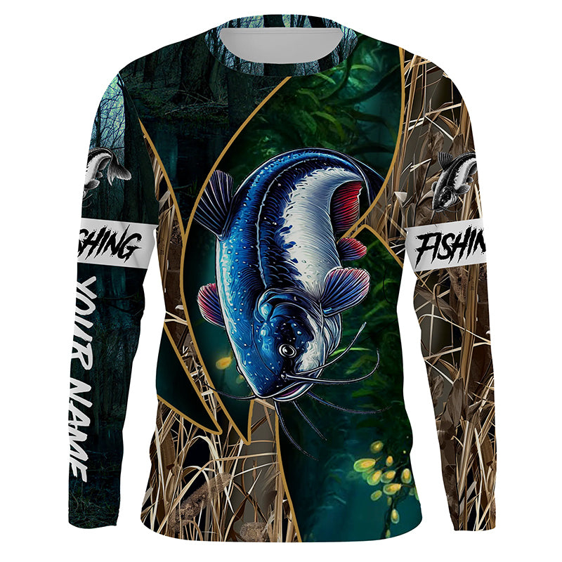 Catfish Fishing camo Customize name Long sleeve fishing shirts, personalized gift for Fishing lovers NPQ220