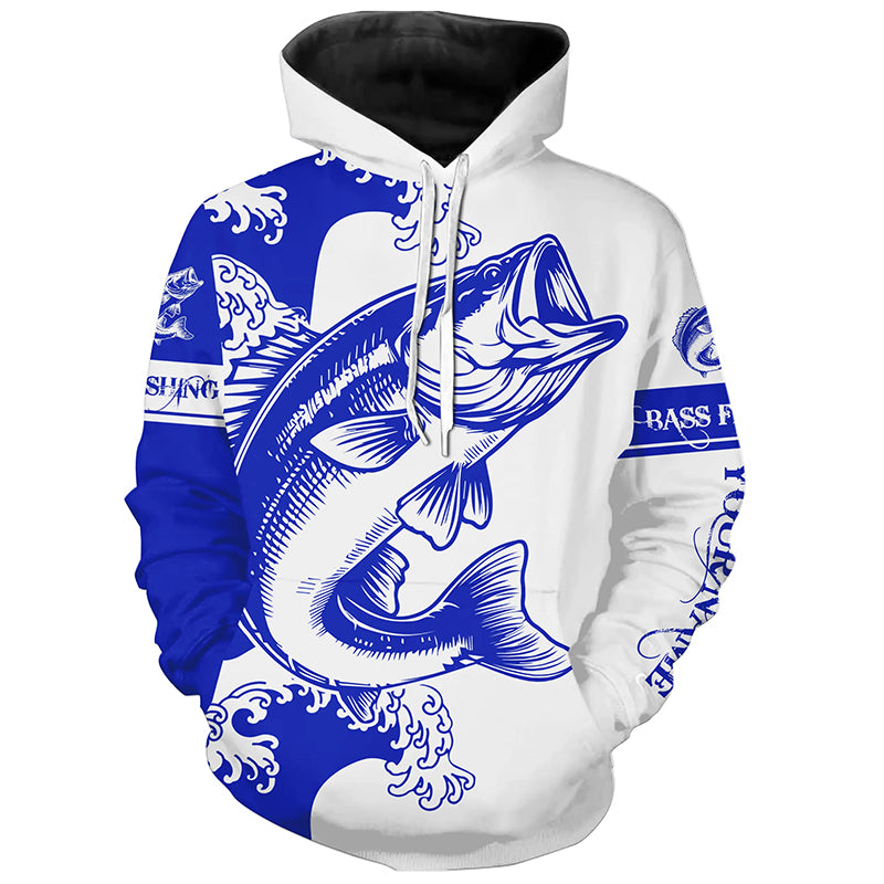 Largemouth bass fishing tattoo blue Custom name Bass fishing shirts jerseys  | Hoodie - NPQ884
