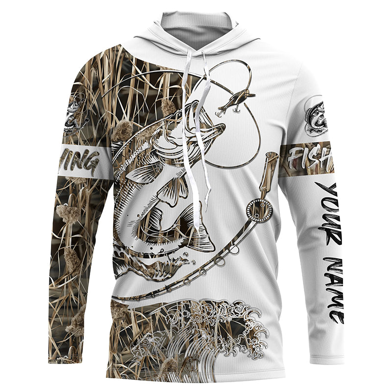 Largemouth Bass fishing tattoo Customize name 3D All Over Printed fishing Long sleeve shirts NPQ255