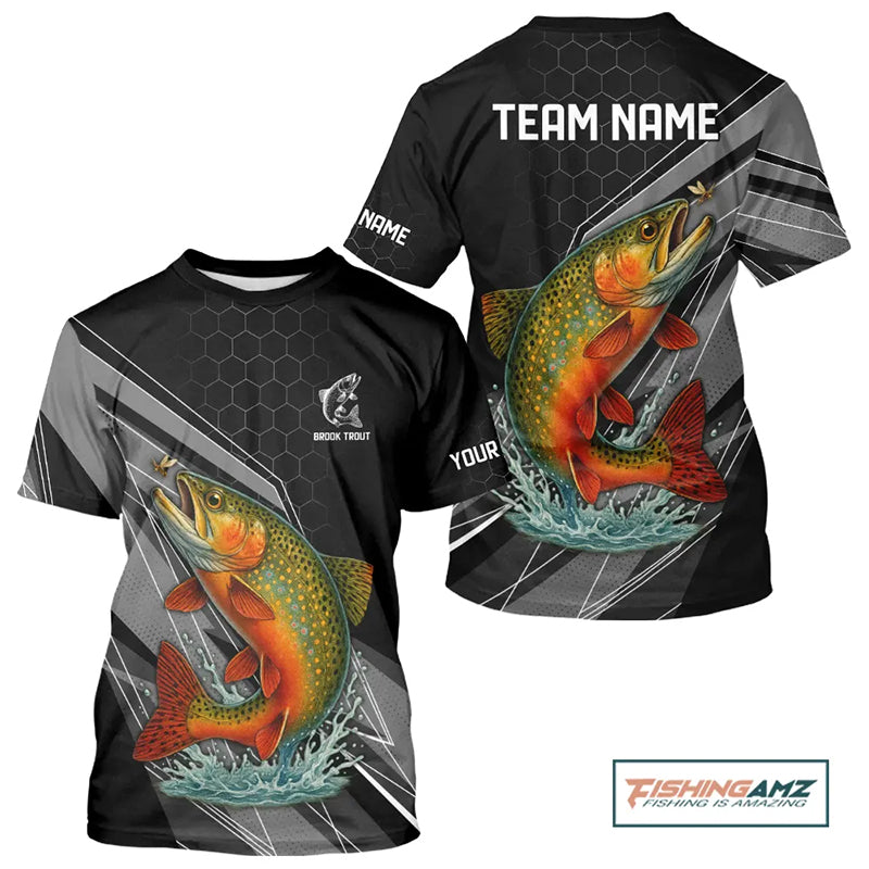 Personalized Black camo Brook Trout Fishing T-shirts Jersey, Brook Trout Fishing Tournament Shirts NQS11033