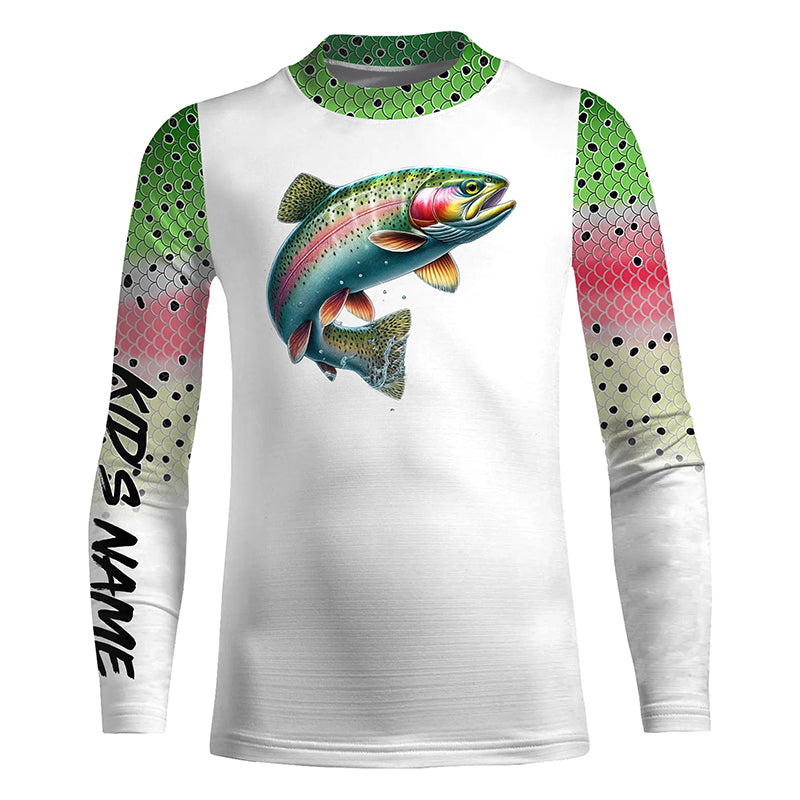 Rainbow Trout Fishing apparel UV protection long sleeves fishing shirt for kid NPQ65