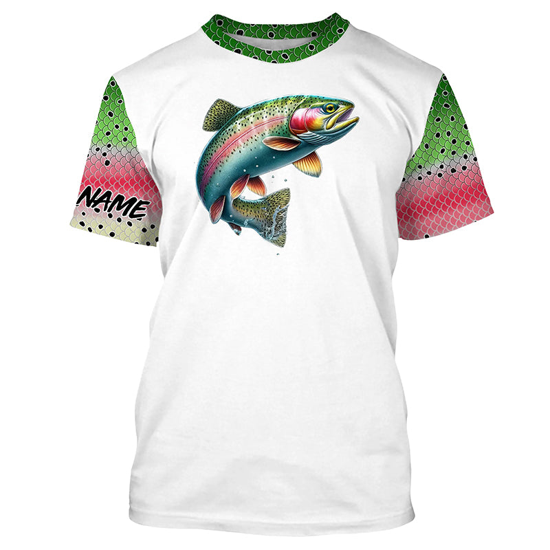 Rainbow Trout Fishing apparel Customize Name All-over Print Unisex fishing T-shirt NPQ65