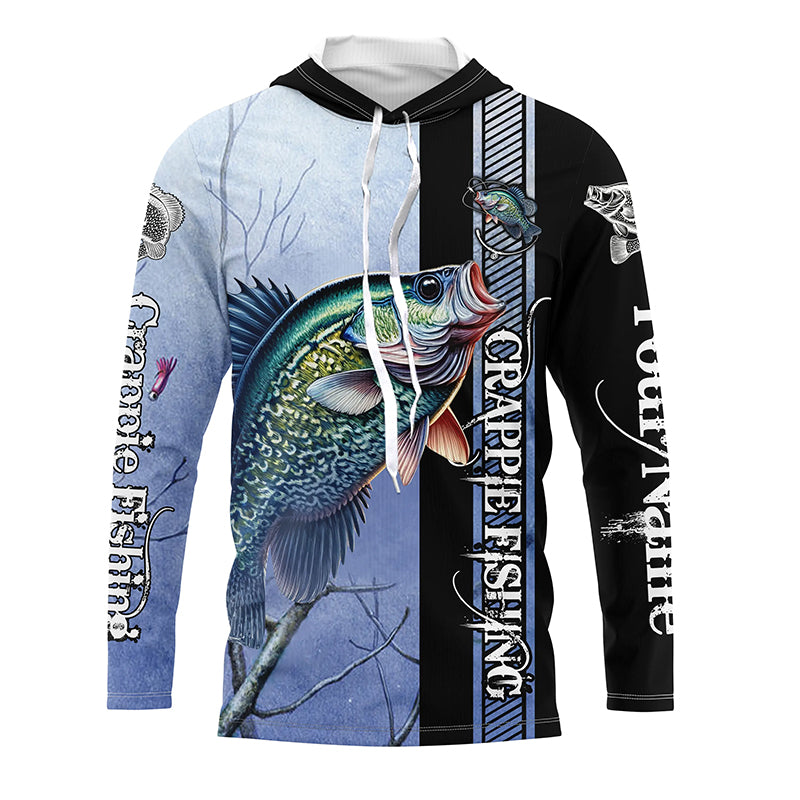 Crappie fishing blue camo Custom name crappie fishing Long sleeve, Long Sleeve Hooded NPQ971