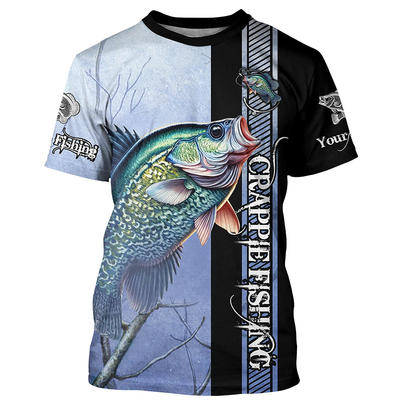 Crappie fishing blue camo Custom name fishing shirts jerseys, crappie fihsing tshirt | Tshirt - NPQ971