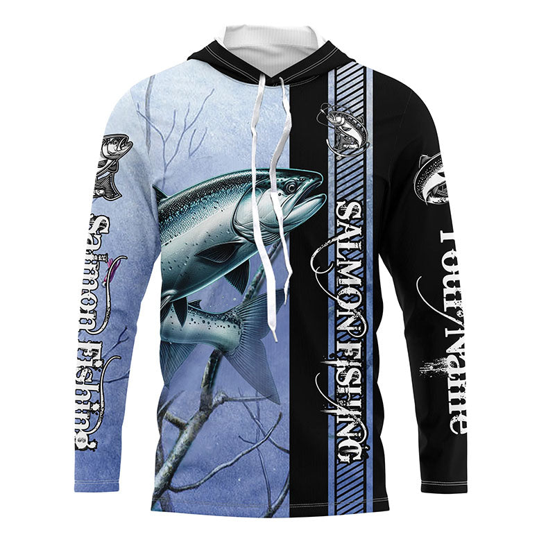 Chinook salmon fishing blue camo Custom name King salmon fishing Long sleeve, Long Sleeve Hooded NPQ972