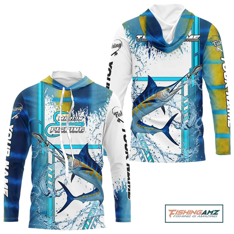 Blue Marlin fishing scales custom Marlin fishing Long Sleeve Shirt, Marlin offshore fishing apparel NQS10870