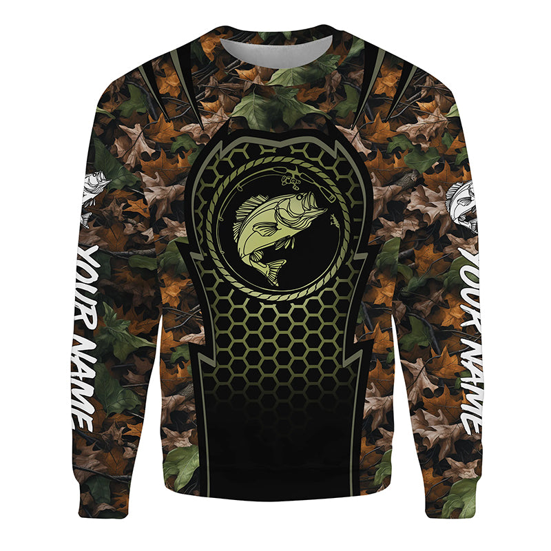 Largemouth bass fishing tree camouflage fishing clothing Customize name Sweatshirt NPQ466