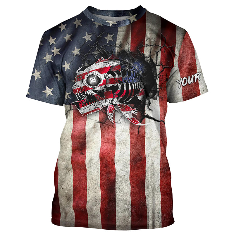 American flag patriotic fish reaper Customize Name All-over Print Unisex fishing T-shirt NPQ83