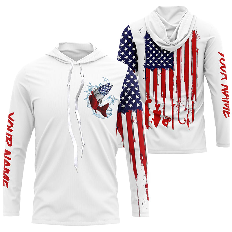 Walleye fishing American flag long sleeve shirt personalized patriotic Shirts for mens, women NQS5483