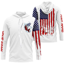 Load image into Gallery viewer, Walleye fishing American flag long sleeve shirt personalized patriotic Shirts for mens, women NQS5483
