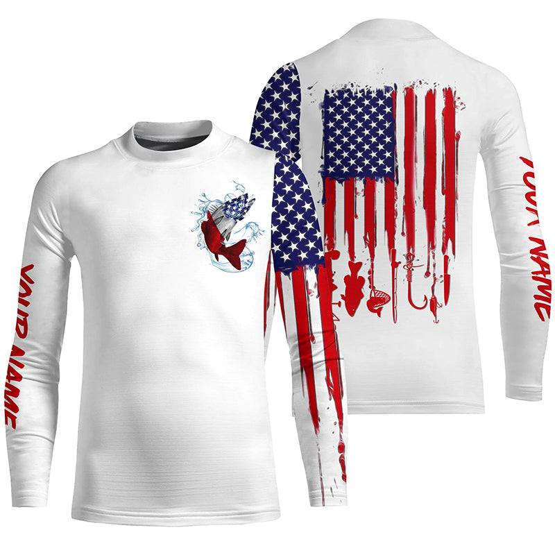 Walleye fishing American flag Kid long sleeve shirt personalized patriotic walleye fishing jerseys NQS5483