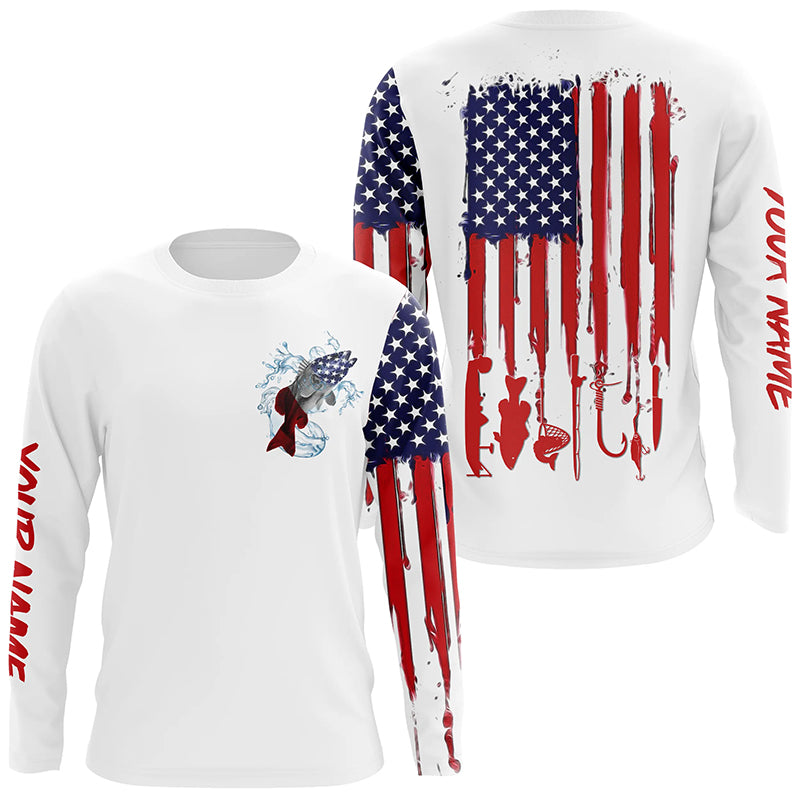 Redfish red drum fishing American flag long sleeve shirt personalized patriotic Shirts for mens, women NQS5484