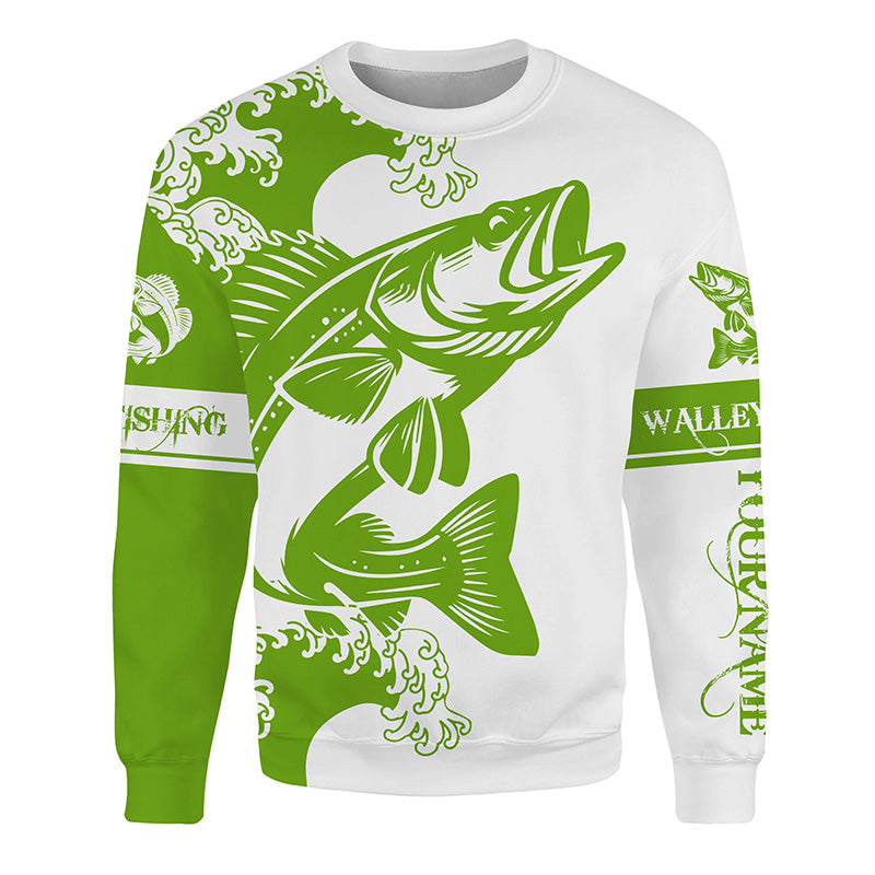 Walleye fishing tattoo green Custom name Walleye fishing shirts jerseys | Sweatshirt - NPQ899
