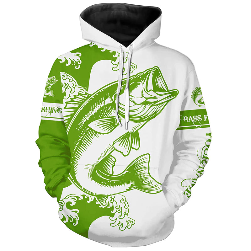 Largemouth Bass fishing tattoo green Custom name Bass fishing shirts jerseys | Hoodie - NPQ900