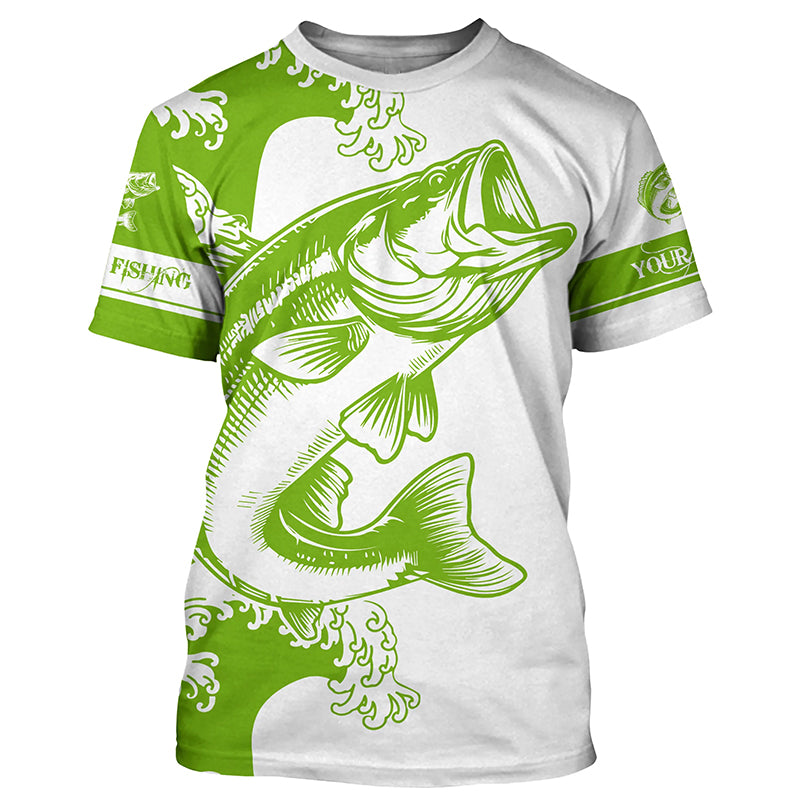 Largemouth Bass fishing tattoo green Custom name Bass fishing shirts jerseys | Tshirt - NPQ900