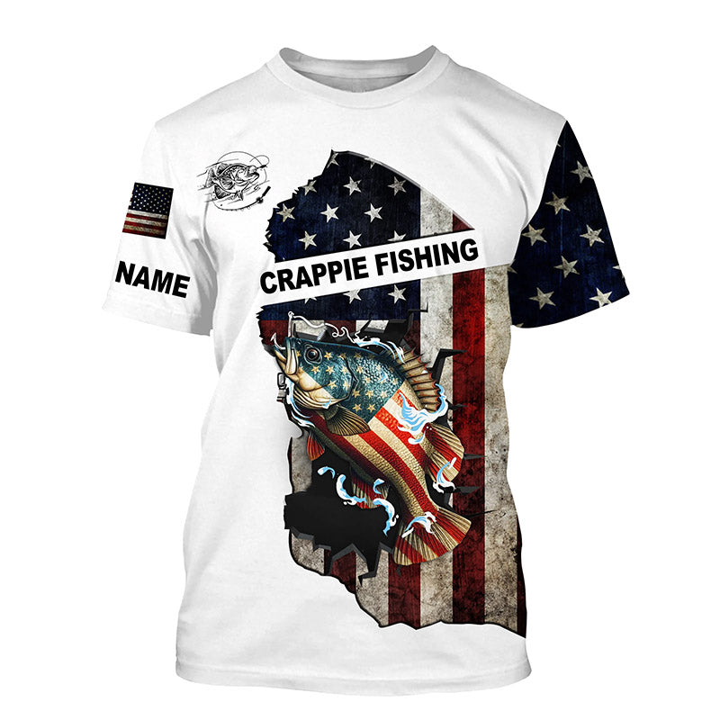 American flag Crappie patriotic fishing Customize Name All-over Print Unisex fishing T-shirt NPQ404
