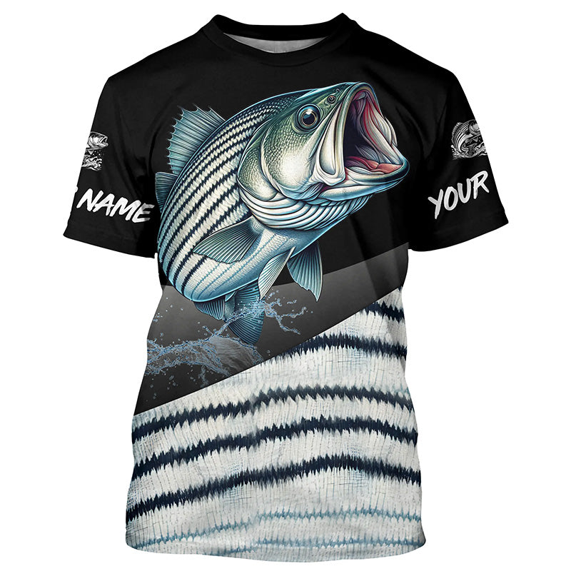 Custom Striped bass Fishing Jerseys, Personalized striper Fishing scales fishing shirts | T-shirt NQS4947
