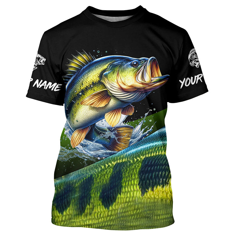 Custom Largemouth bass Fishing Jerseys, Personalized bass Fishing scales fishing T-shirt NQS4948