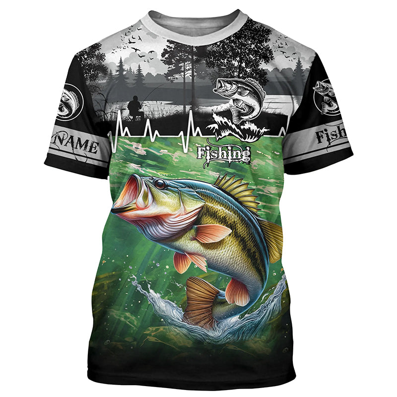 Largemouth bass Fishing shirts Customize Name All-over Print Unisex fishing T-shirt NPQ473