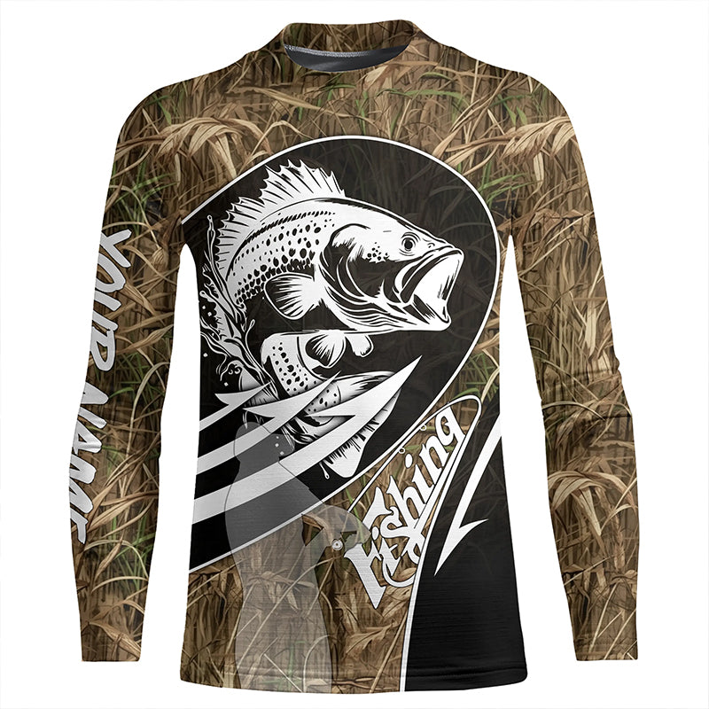 Largemouth Bass fishing tattoo camo fishing Custom Name Fishing shirt | Kid Long Sleeves - NPQ669