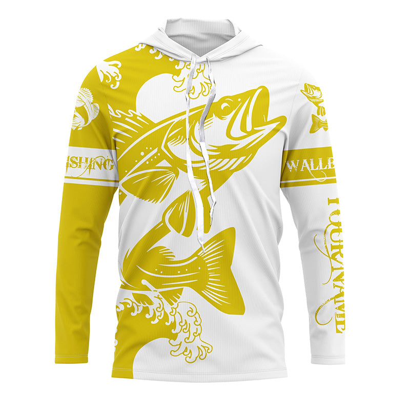 Yellow Walleye fishing tattoo Custom name Long sleeve, Long Sleeve Hooded NPQ929