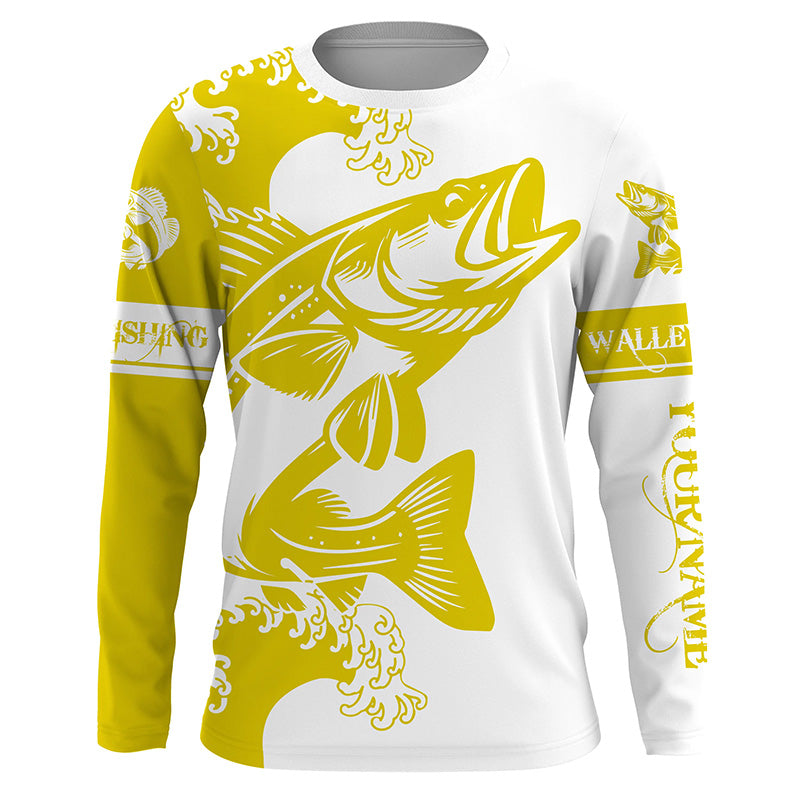 Yellow Walleye fishing tattoo Custom name Long sleeve, Long Sleeve Hooded NPQ929