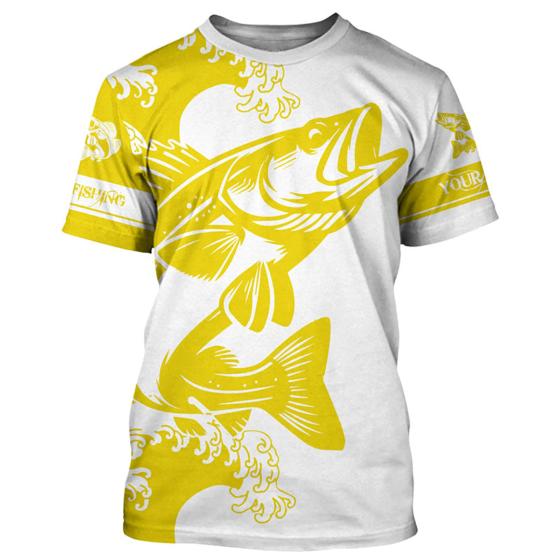 Yellow Walleye fishing tattoo Custom name fishing shirts jerseys | Tshirt - NPQ929