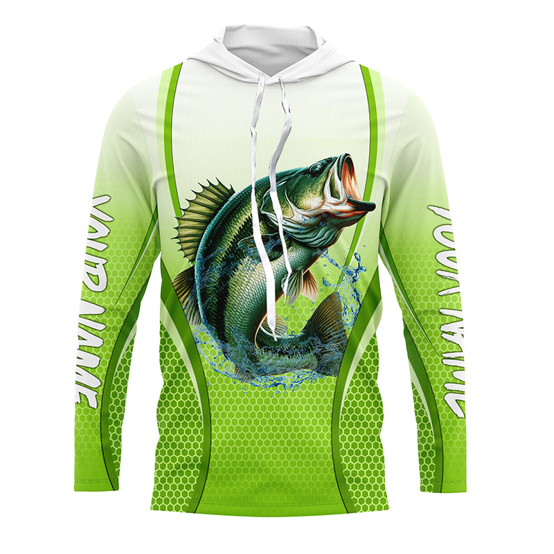 Largemouth bass Fishing green camo Bass jersey Customize Bass fishing tournament Long sleeve NQS5055