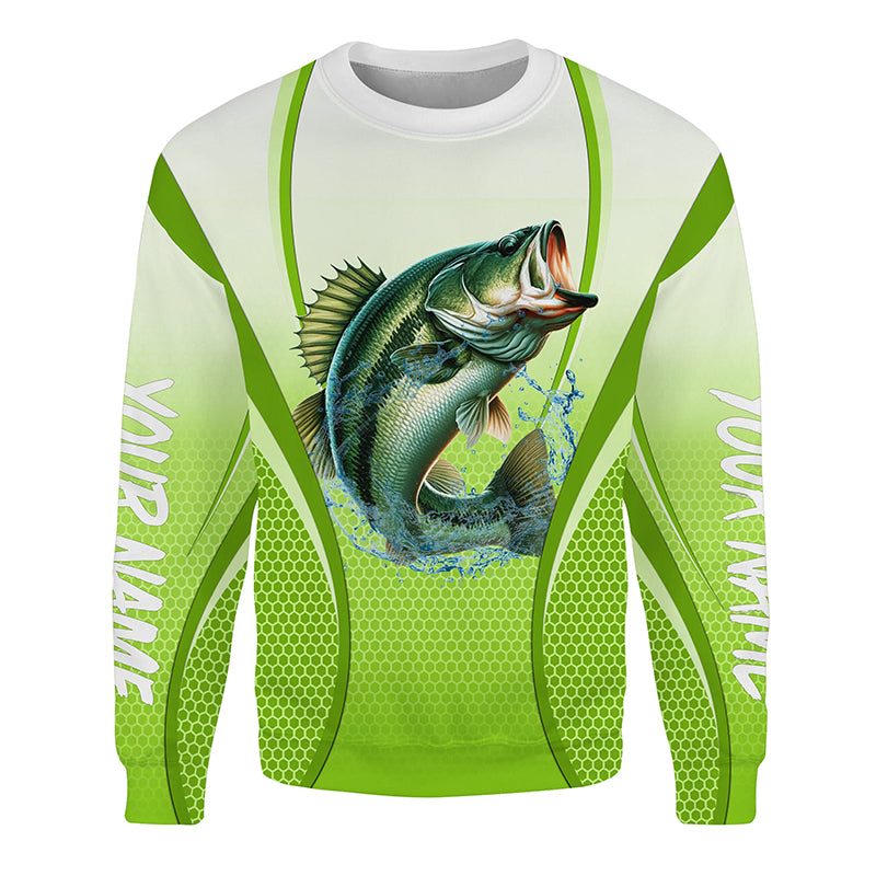 Largemouth bass Fishing green camo Bass jersey Customize Bass fishing tournament Sweatshirt NQS5055