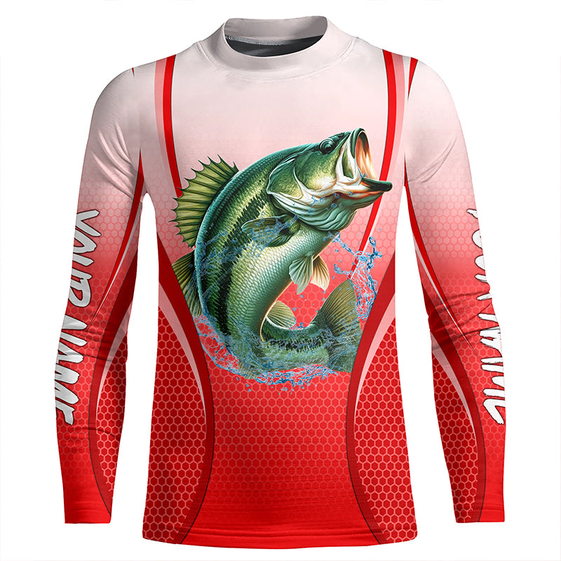 Largemouth bass Fishing Red camo Bass jersey Customize Bass fishing tournament Kid Long Sleeve NQS5056