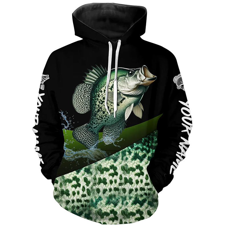 Crappie freshwater fishing green scales Custom name fishing jerseys  | Hoodie - NPQ784