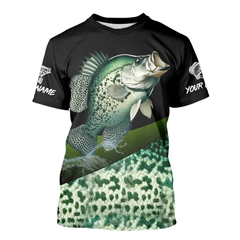 Crappie freshwater fishing green scales Custom name fishing jerseys | Tshirt - NPQ784