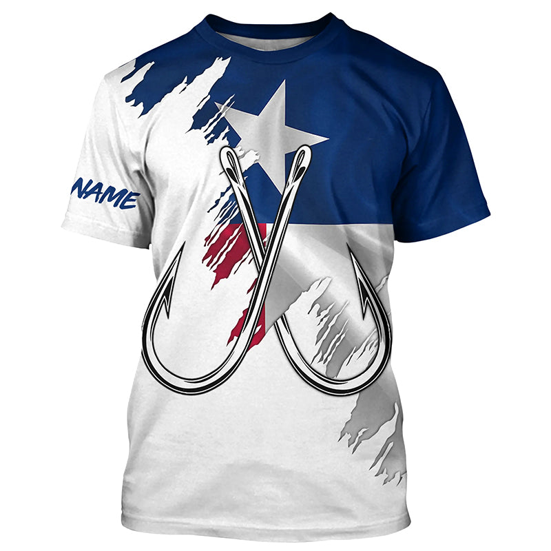 Texas flag TX Fishing Fish Hook UV protection custom Patriotic Fishing T-Shirts NQS7924