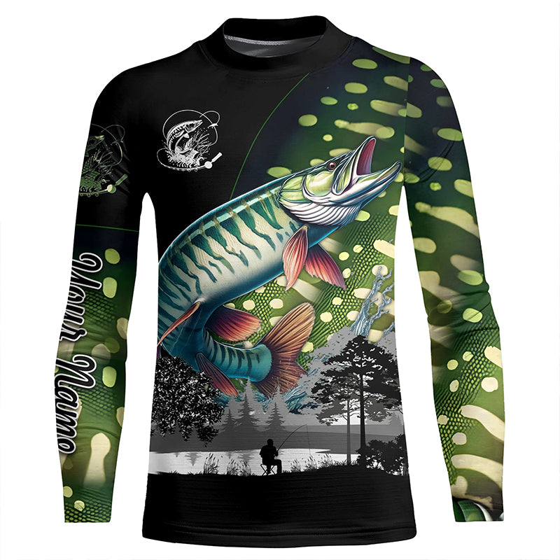 Musky Muskellunge fishing scales Custom name fishing shirts jerseys | Kid Long Sleeves NPQ858