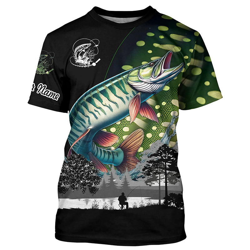 Musky Muskellunge fishing scales Custom name fishing shirts jerseys | Tshirt - NPQ858