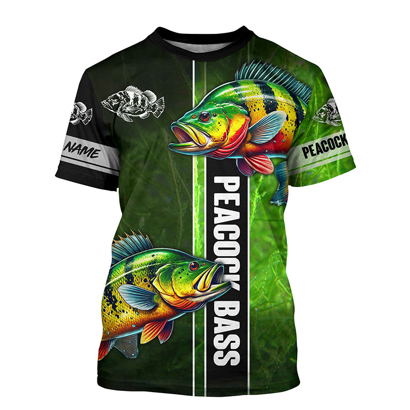 Peacock bass fishing green camo shirt Custom Fishing T-Shirts, fishing gifts NQS4804