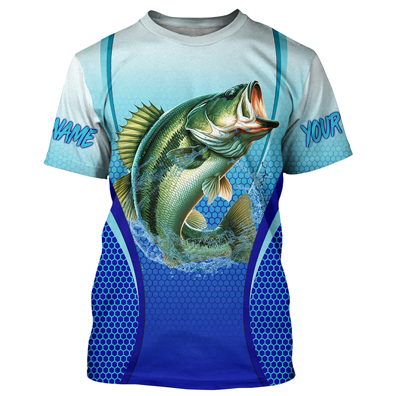 Largemouth bass Fishing blue Bass jersey Customize name Bass fishing tournament T-shirt NPQ314