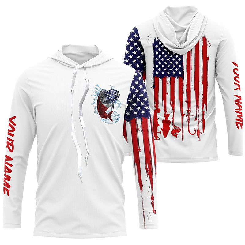 American flag Mahi mahi fishing personalized patriotic UV Protection Dorado Long sleeve Fishing Shirts NQS5593